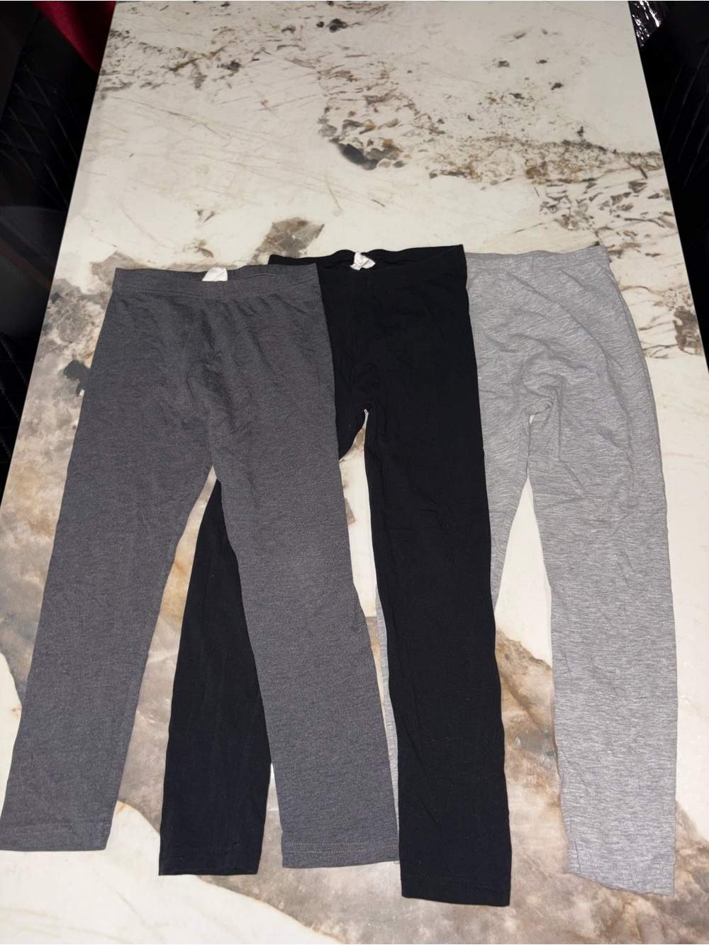Girls' 3-Pack Cotton Blend Leggings - Black, Dark Gray & Light Gray